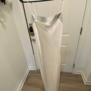 Making Headlines Diamante Neckline Maxi Dress White, size S